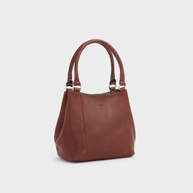 OSPREY LONDON OSPREY LONDON Women's The Narissa Leather Small Hobo Bag in Dark Brown - 2