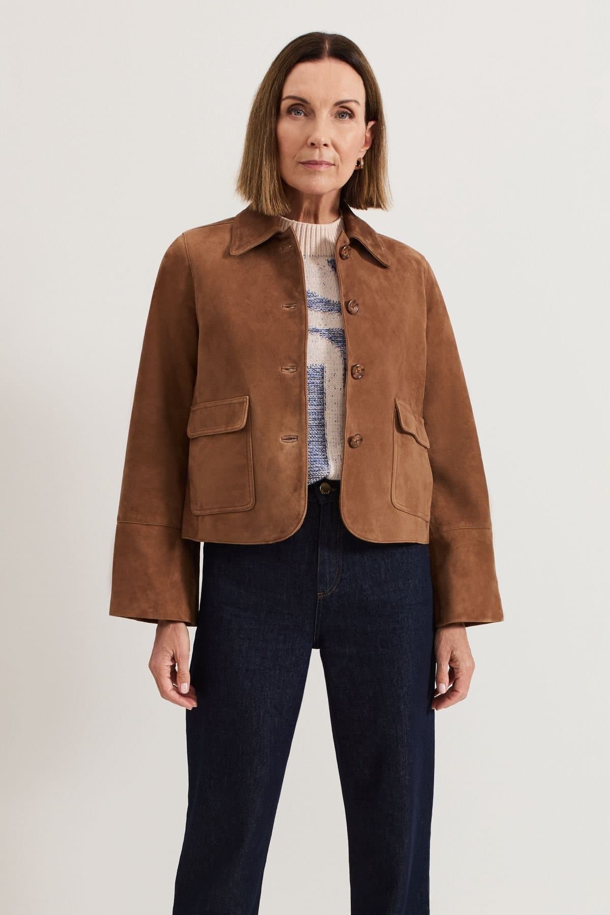 Phase Eight Phase Eight Women's Indira Suede Jacket in Walnut