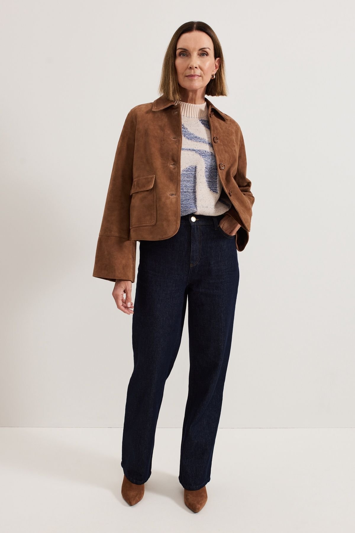 Phase Eight Phase Eight Women's Indira Suede Jacket in Walnut - 3