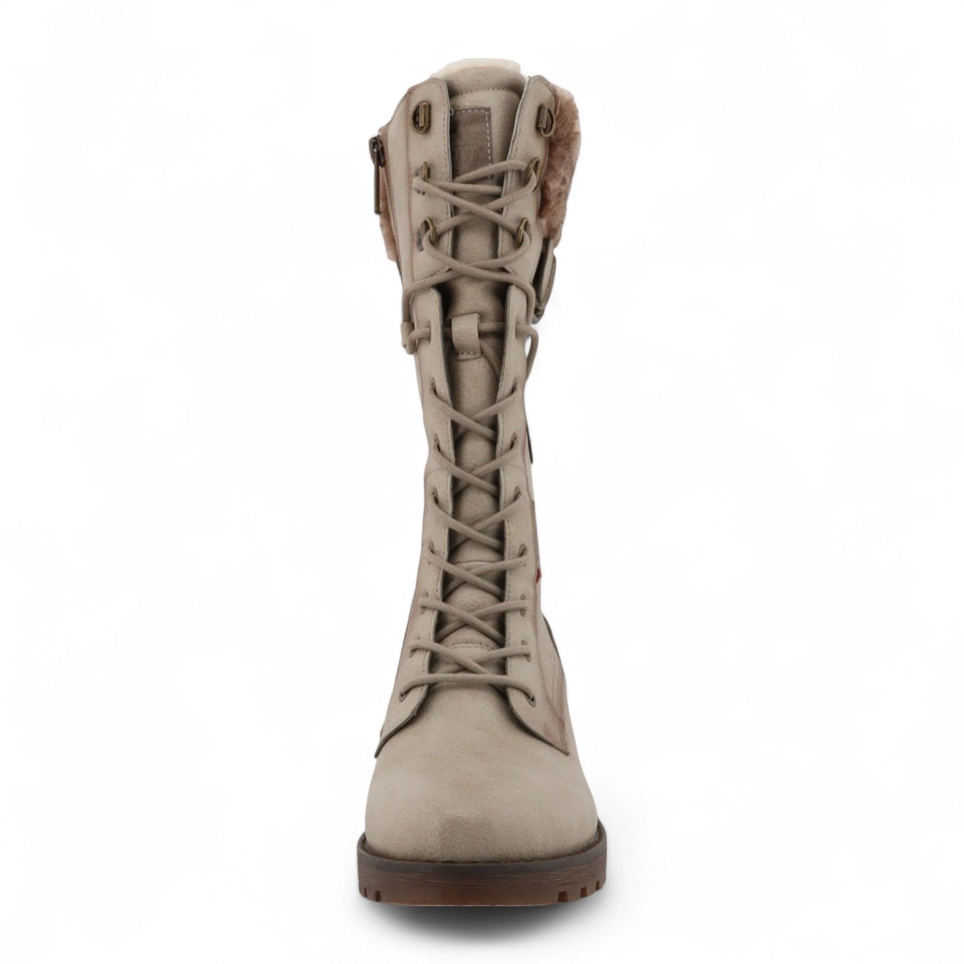 mustang Mustang Women's Mid-Calf Faux Fur Winter Combat Boots in White - 4