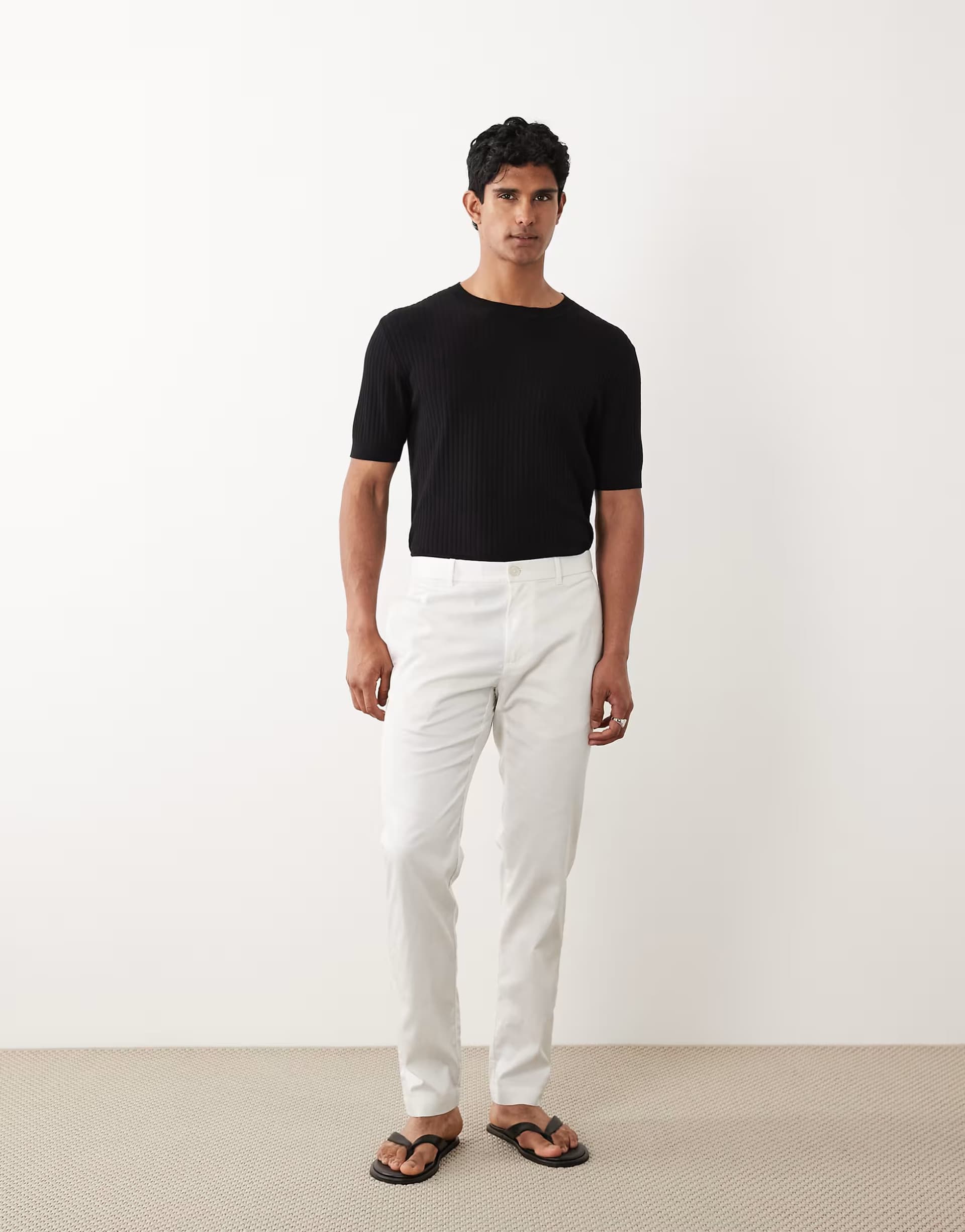 ASOS Mango straight leg trousers in white