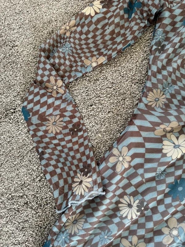 Bershka Bershka brown blue floral chiffon fitted stretchy dress euro medium