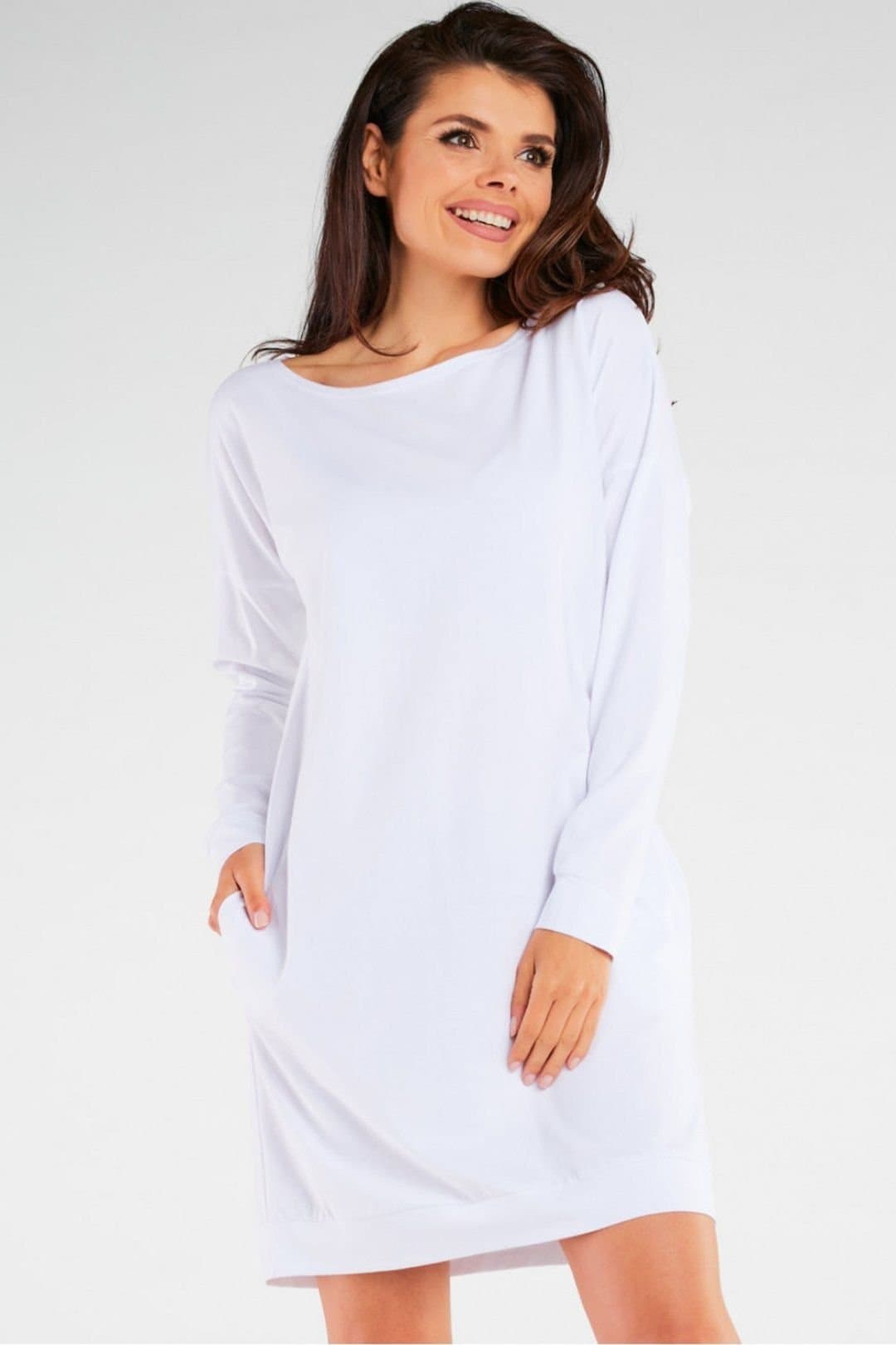 Love Lace Love Lace Women's Soft Touch Loose Long Sleeve Dress in White