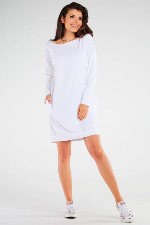 Love Lace Love Lace Women's Soft Touch Loose Long Sleeve Dress in White - 2