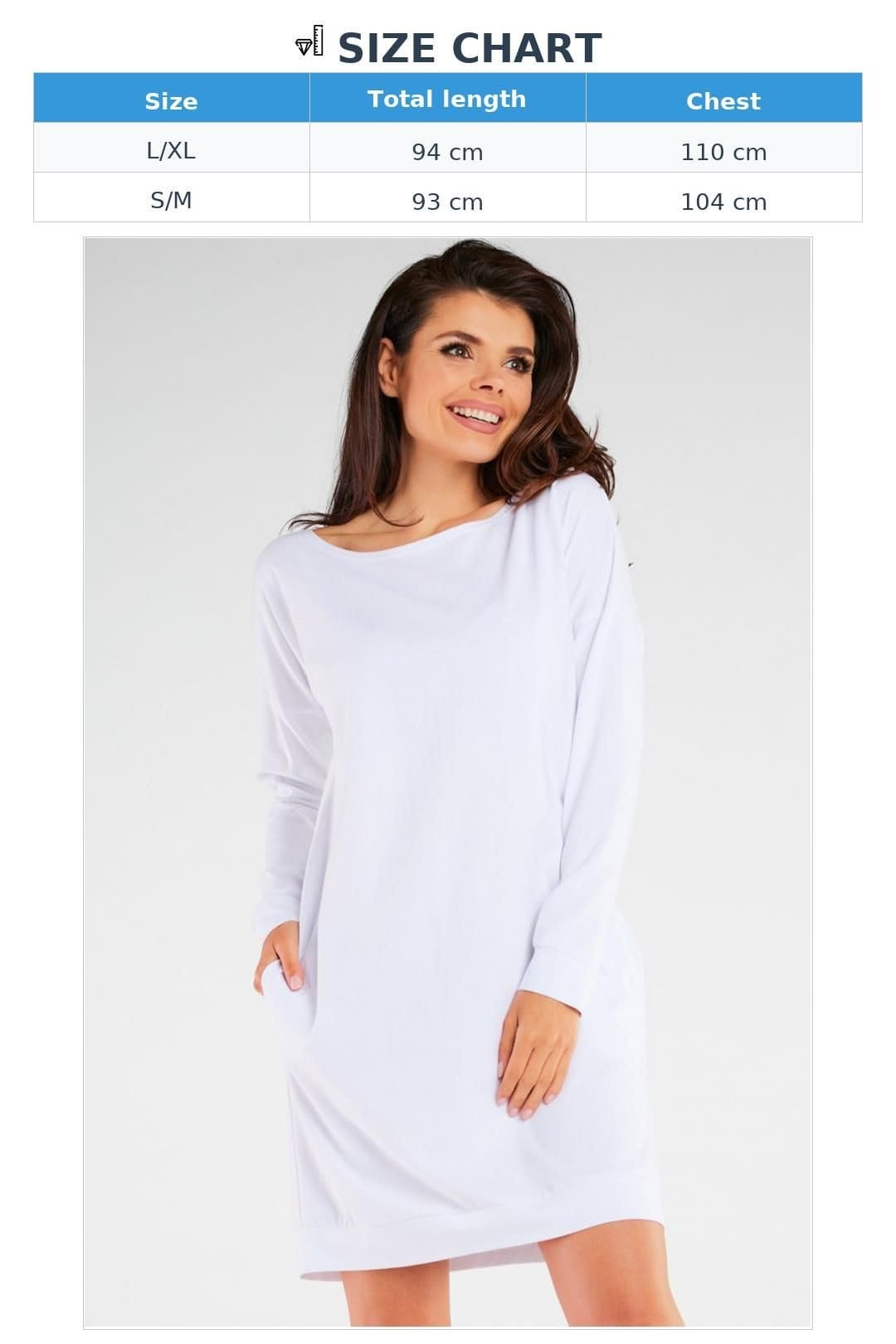 Love Lace Love Lace Women's Soft Touch Loose Long Sleeve Dress in White - 4