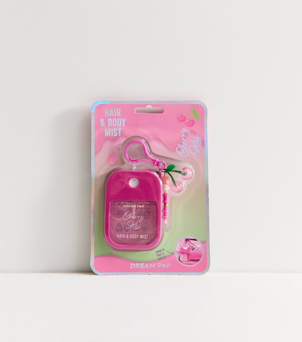 New Look Pink Cherry Kiss Hair And Body Mist Key Ring New Look