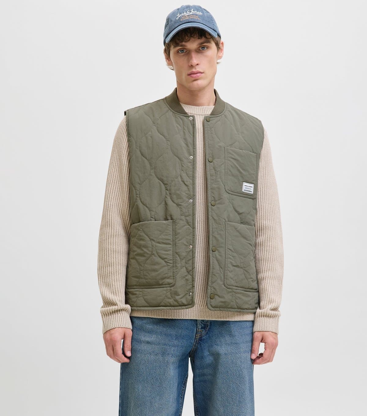 jack & jones Men's Green Regular Fit Quilted Liner Vest Jack & Jones New Look