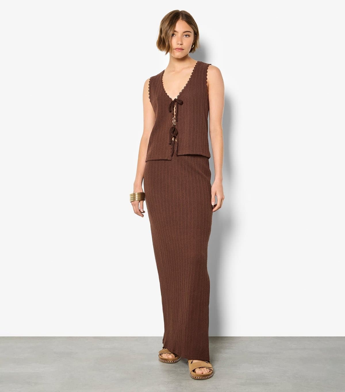Apricot Women's Dark Brown Maxi Column Skirt Apricot New Look