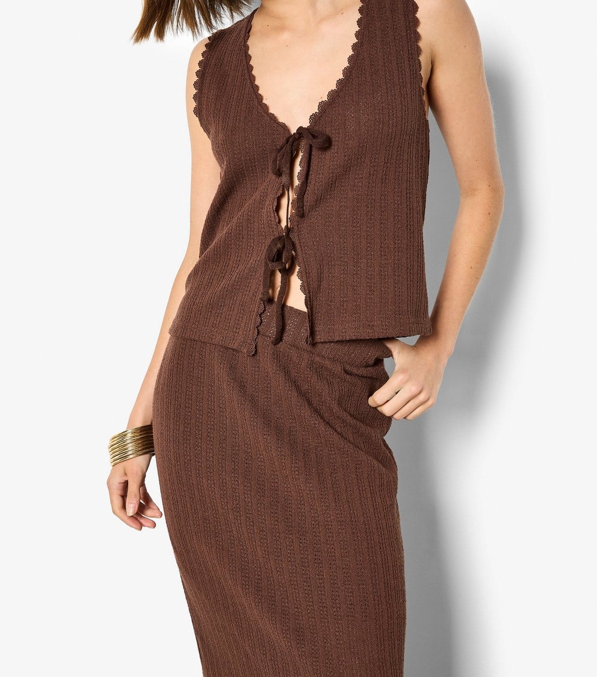 Apricot Women's Dark Brown Maxi Column Skirt Apricot New Look - 4