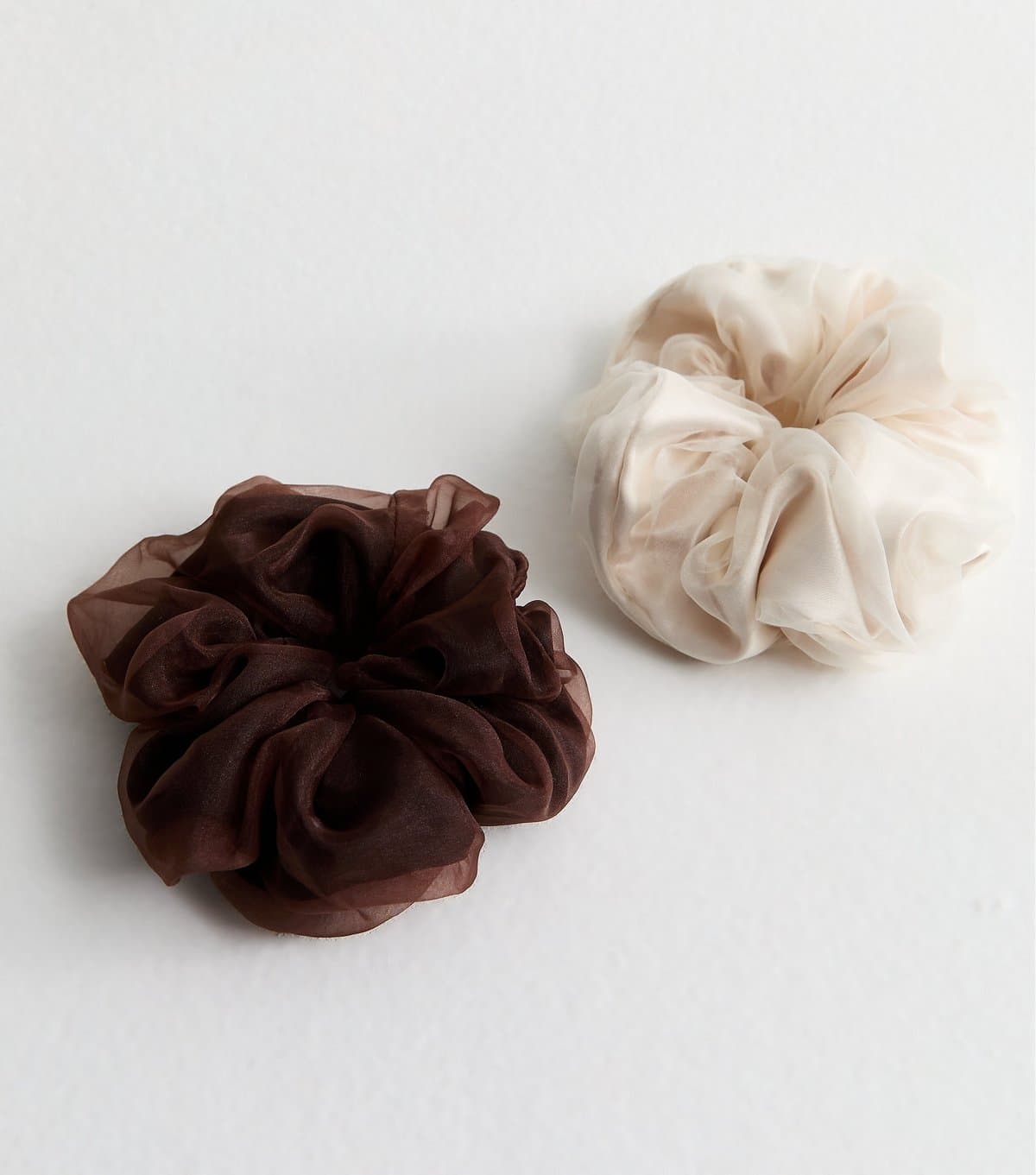 New Look Pack Of 2 Brown Organza Hair Scrunchies New Look