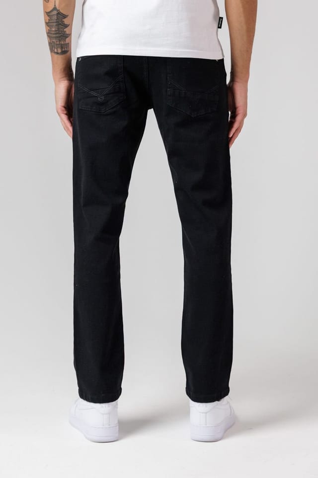 Firetrap Firetrap Men's Straight Leg Cotton Rich Jeans in Black - 2
