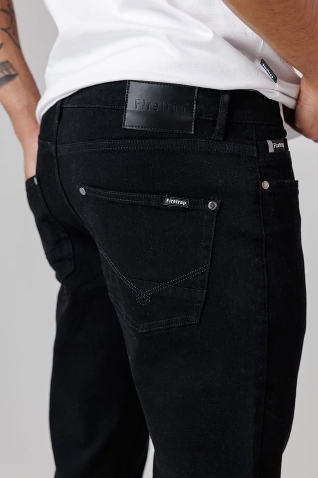 Firetrap Firetrap Men's Straight Leg Cotton Rich Jeans in Black - 3