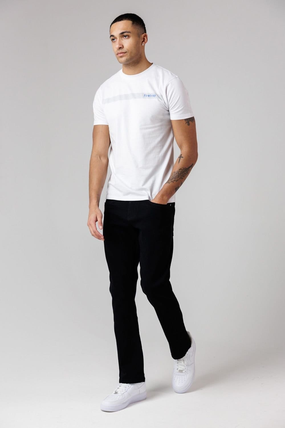Firetrap Firetrap Men's Straight Leg Cotton Rich Jeans in Black - 4