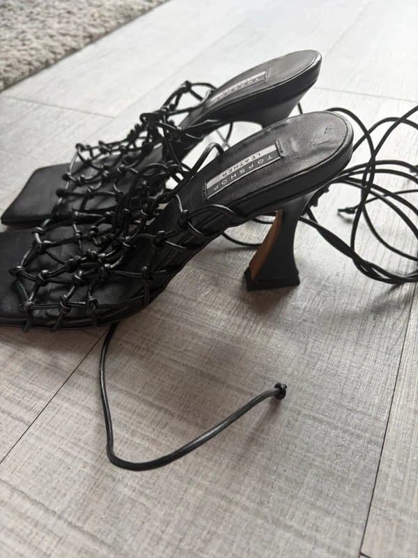 Topshop Topshop black lace up heels size 4