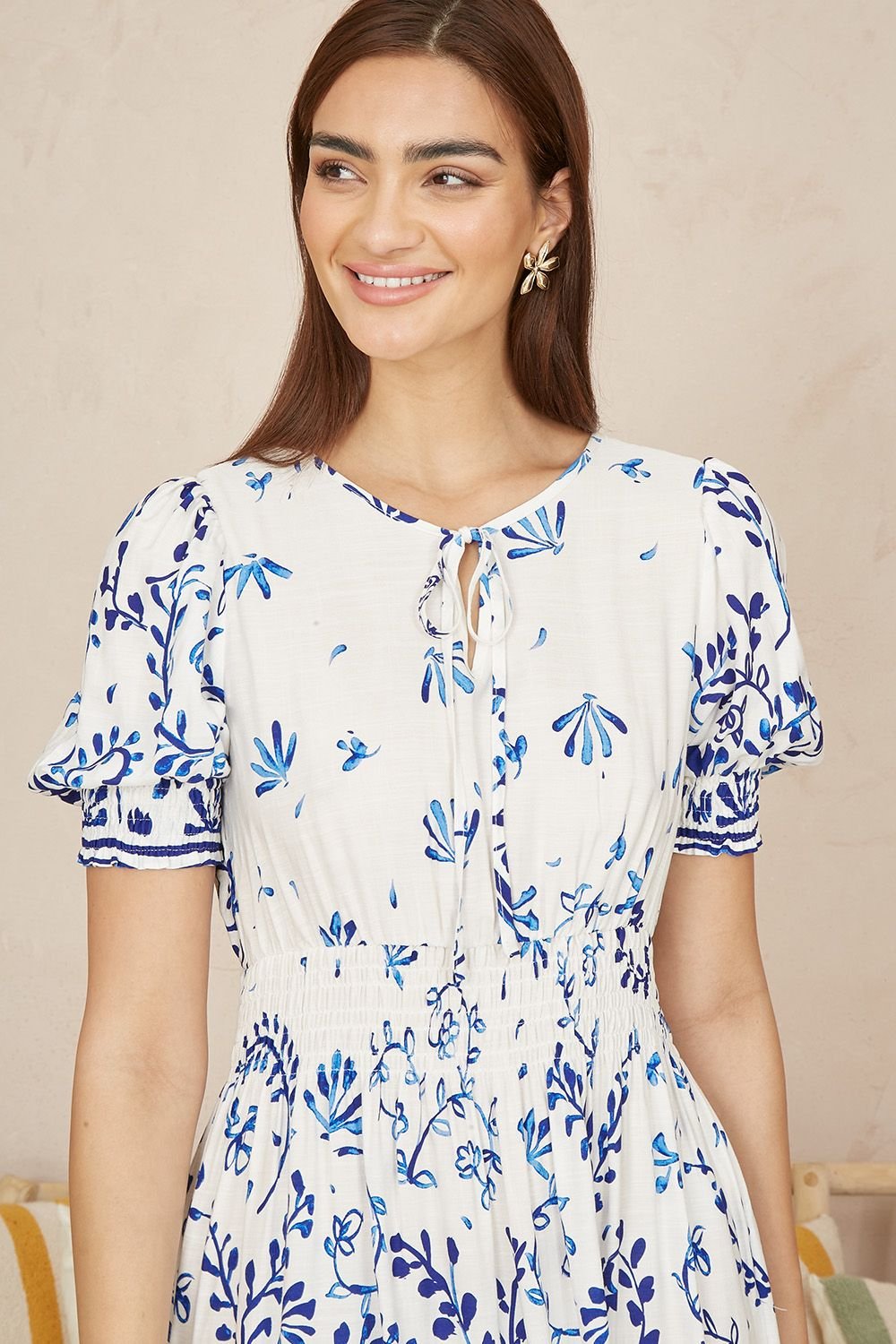 Yumi Yumi Women's White Border Print Maxi Dress in Ivory - 4