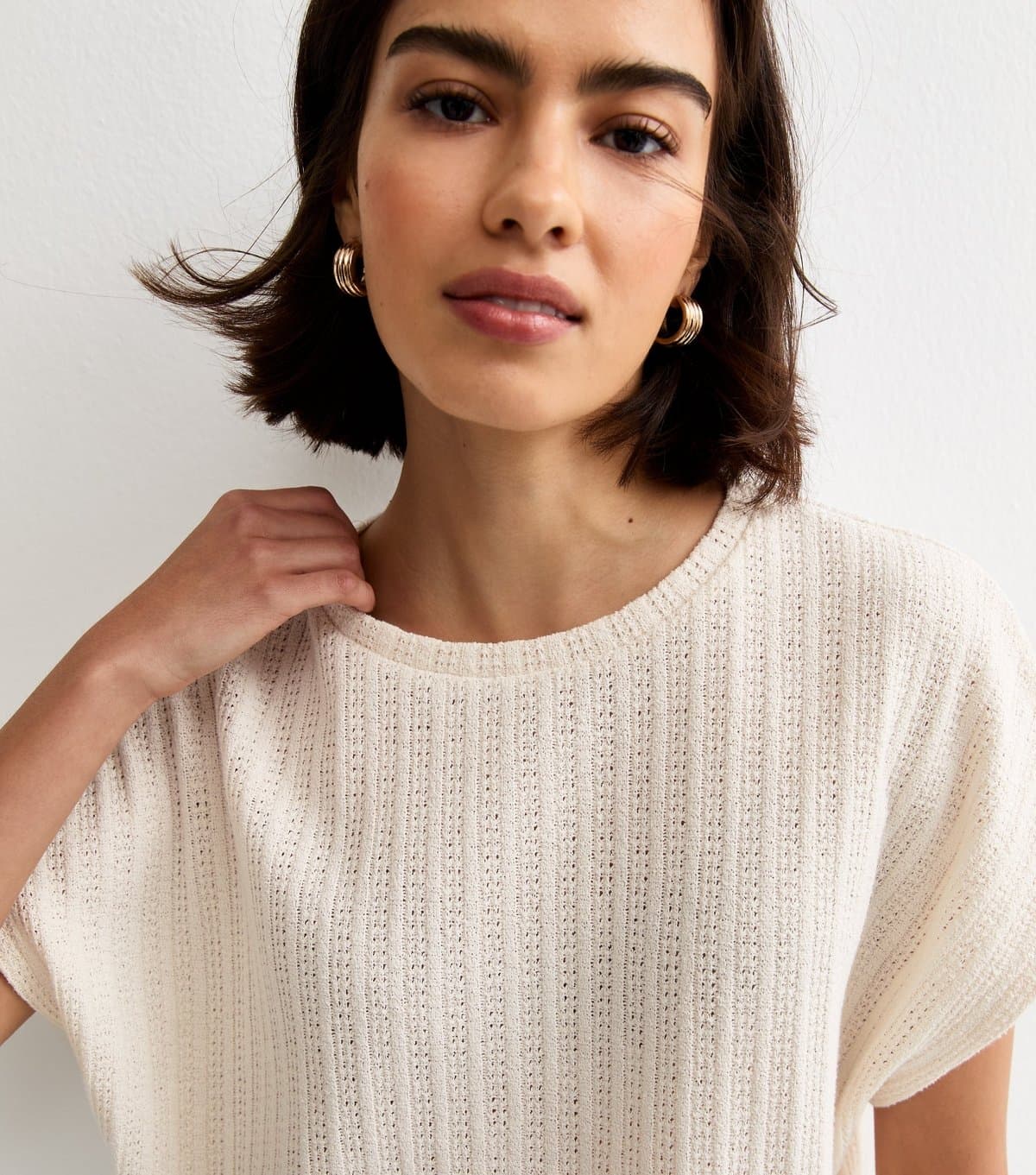 New Look Women's Cream Textured Soft Touch Top New Look