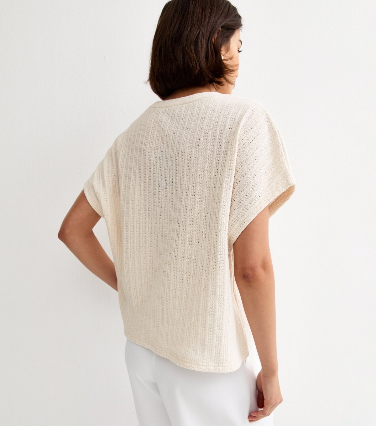 New Look Women's Cream Textured Soft Touch Top New Look - 4