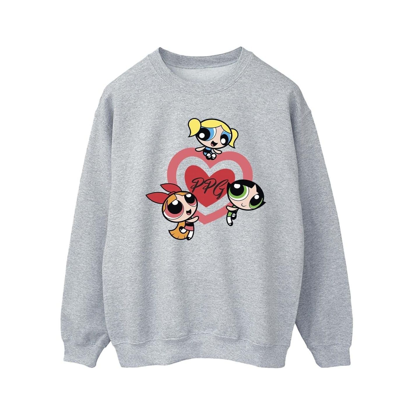 Powerpuff Girls Powerpuff Girls Men's Double Heart Sweatshirt in Grey