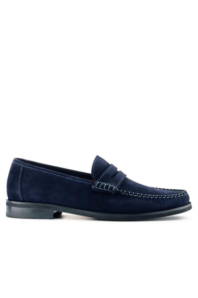 Jones Bootmaker Jones Bootmaker Men's Quennell Leather Penny Loafers in Navy - 2