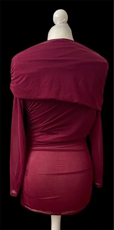 Never Fully Dressed Never Fully Dressed Burgundy Mesh Ruched Piece | Size UK 10 | RRP £145