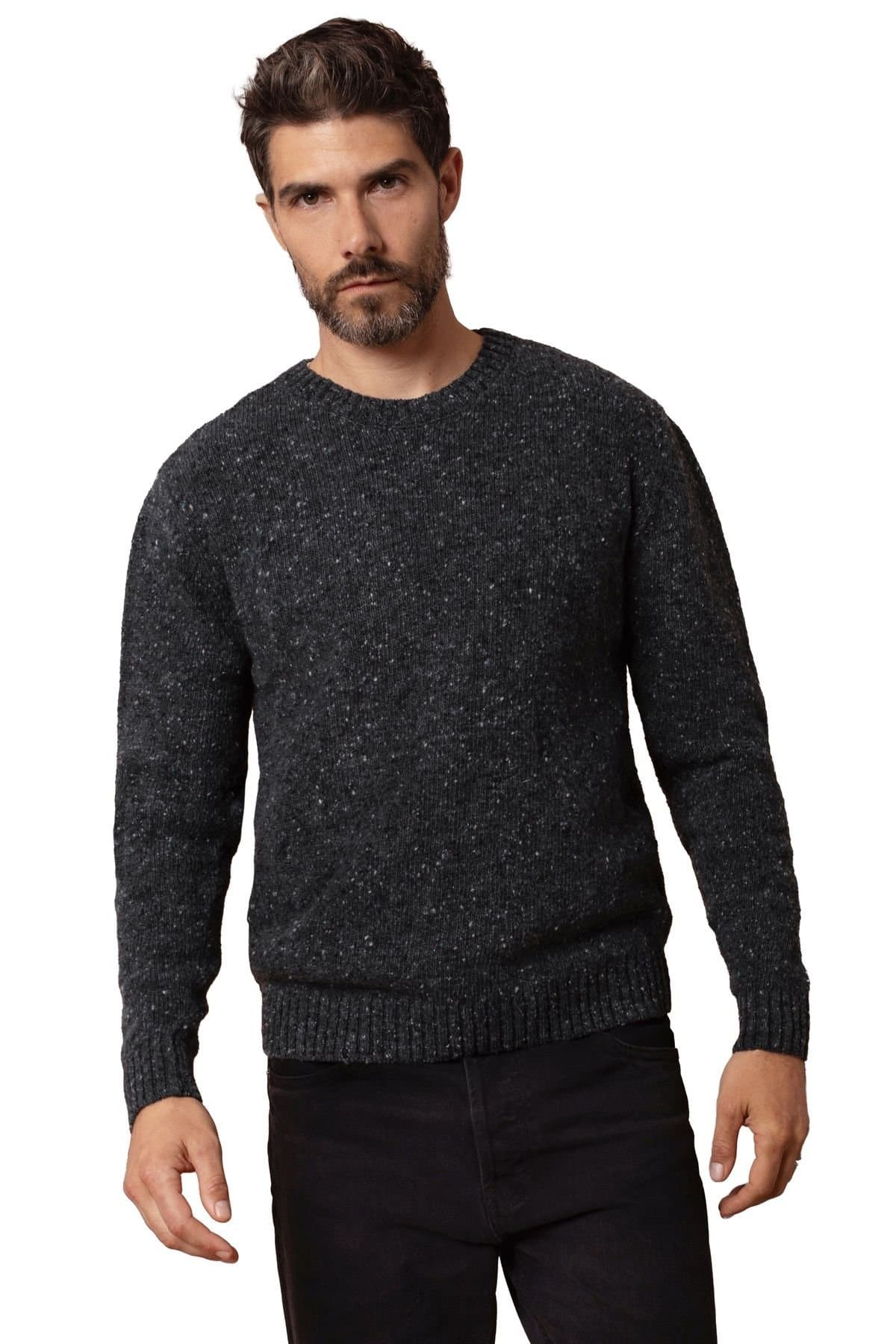 Celtic & Co Celtic & Co Men's Donegal Crew Neck Sweater in Dark Grey