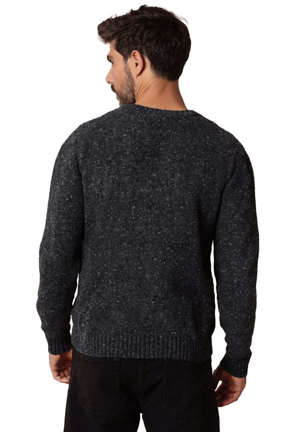 Celtic & Co Celtic & Co Men's Donegal Crew Neck Sweater in Dark Grey - 3