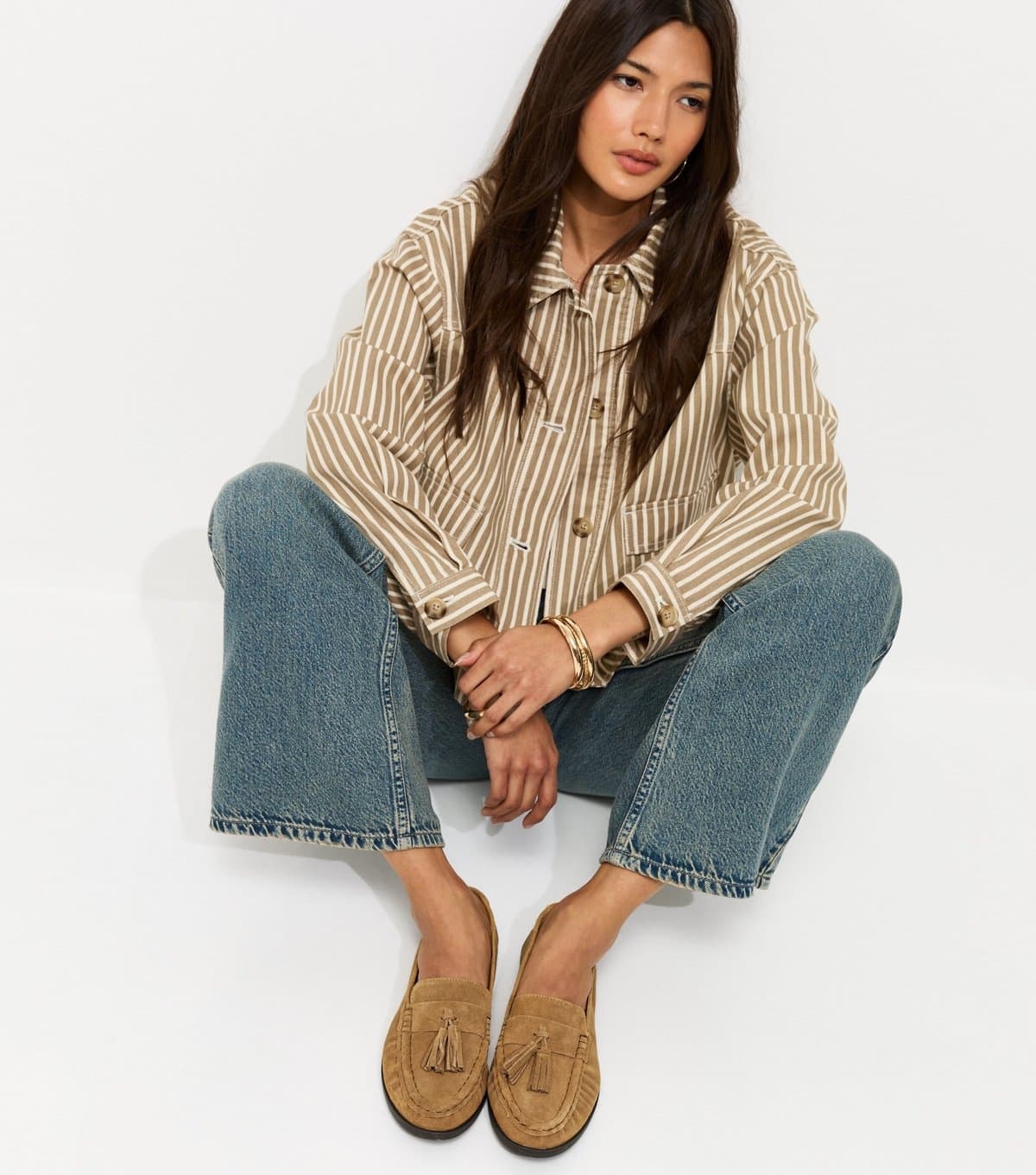 New Look Women's Premium Real Leather Camel Suede Tassel Loafers New Look