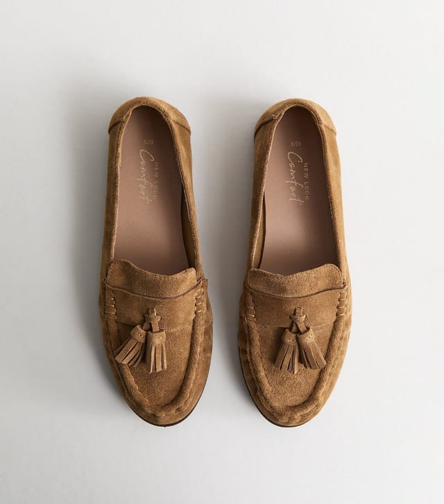 New Look Women's Premium Real Leather Camel Suede Tassel Loafers New Look - 2