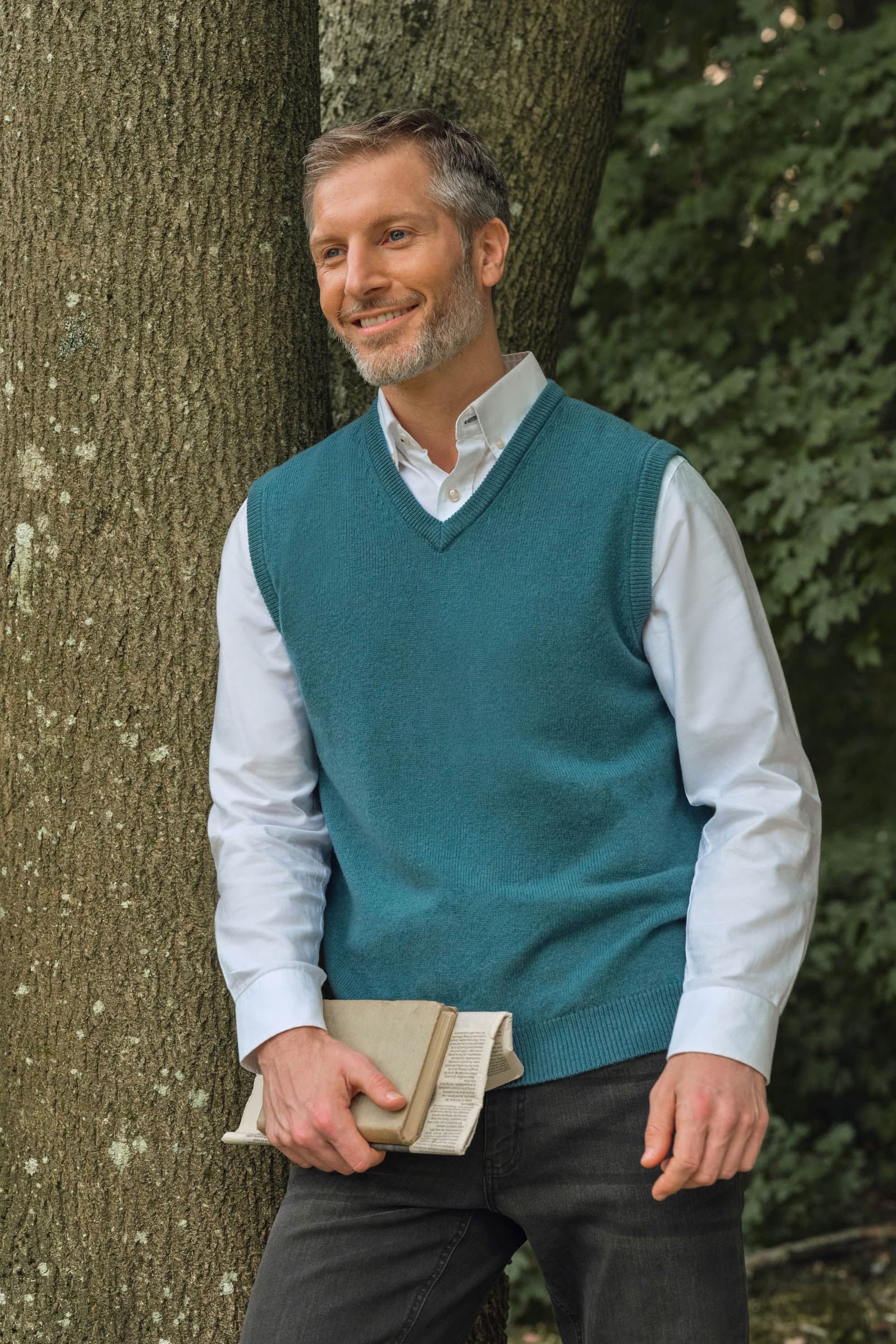 WoolOvers WoolOvers Men's 100% Wool Slipover in Teal