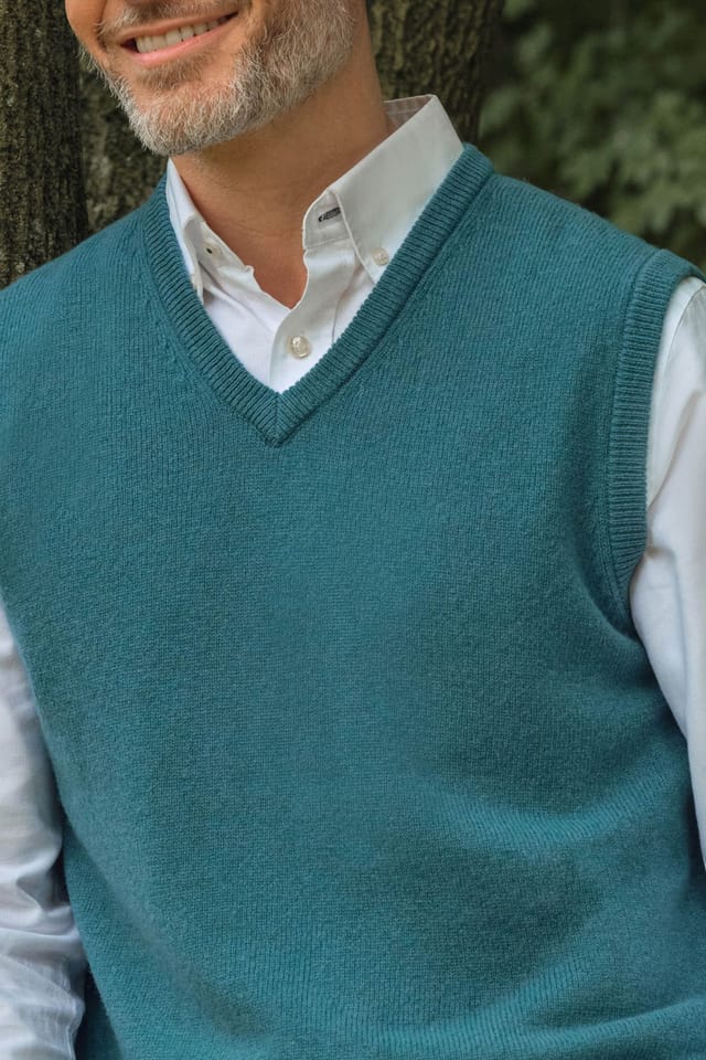 WoolOvers WoolOvers Men's 100% Wool Slipover in Teal - 2
