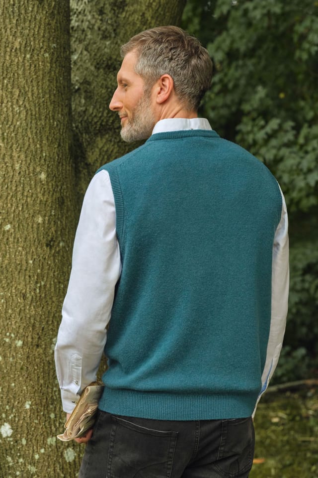 WoolOvers WoolOvers Men's 100% Wool Slipover in Teal - 3