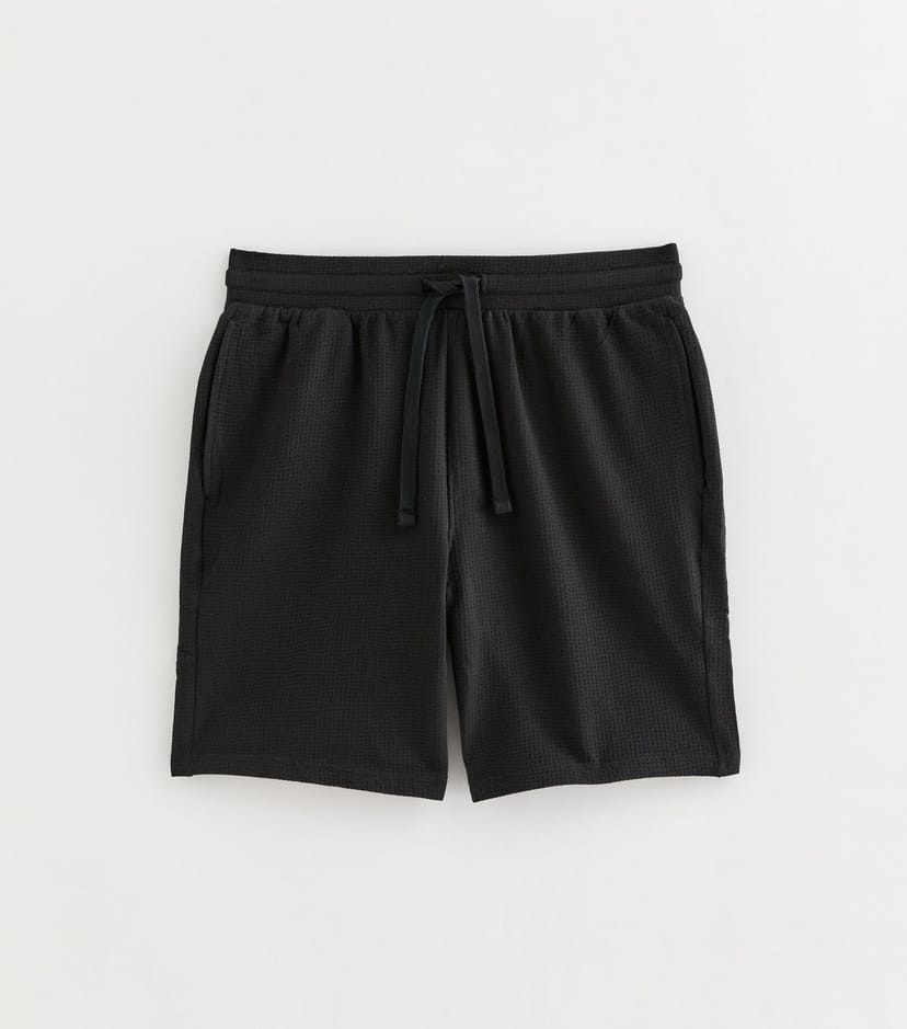 Only and Sons Men's Black Regular Textured Cotton Rich Shorts Only and Sons New Look - 1