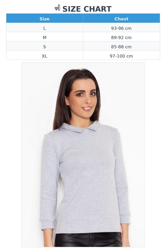 Love Lace Love Lace Women's Cotton Collared Blouse 3/4 Sleeve Zip in Grey - 2
