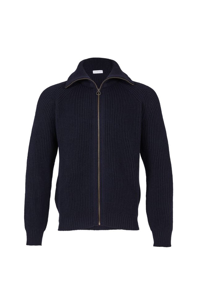 Celtic & Co Celtic & Co Men's British Ribbed Zip Cardigan in Dark Navy - 2