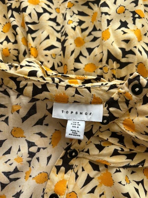 Topshop Topshop floral yellow black midi summer smock maternity dress size 8