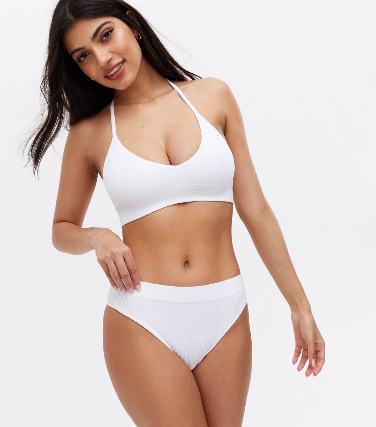 New Look Women's White Ribbed Seamless Thong New Look