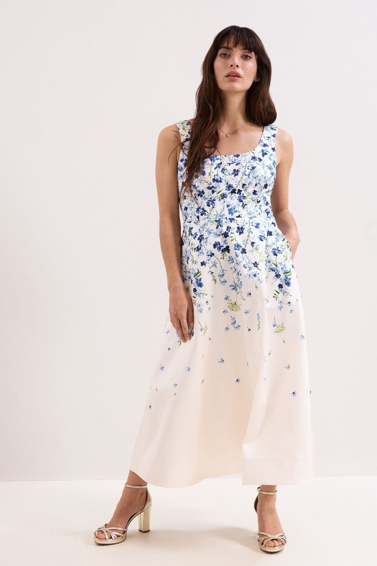Phase Eight Phase Eight Women's Orla Floral Midi Dress in Cream