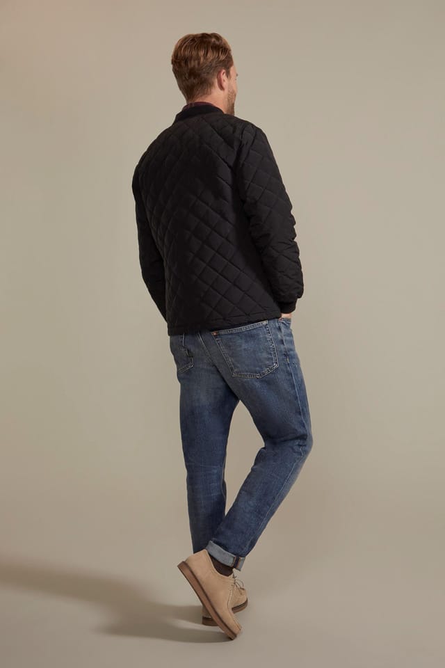 Hinter & Hobart Hinter & Hobart Men's 'Pembroke' Lightweight Water Resistant Casual Full Zip Quilted Jacket in Black - 3