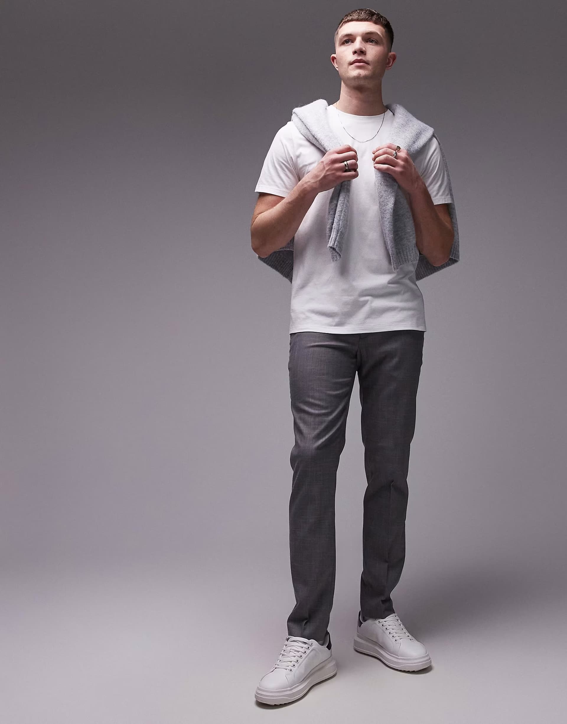 ASOS Topman stretch skinny trousers in grey
