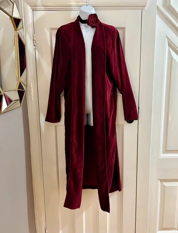 Topshop Long velvet kimono jacket coat bohemian hippie festival witchy Gothic special occasion medium