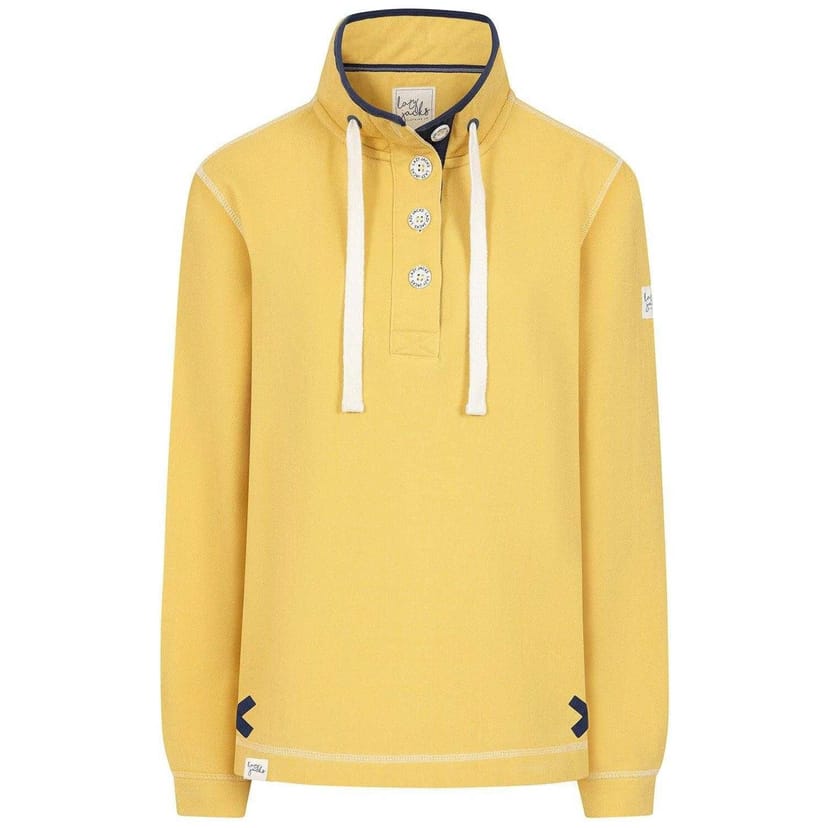 Lazy Jacks Lazy Jacks Women's Pique Button Neck Sweatshirt in Lemon - 1