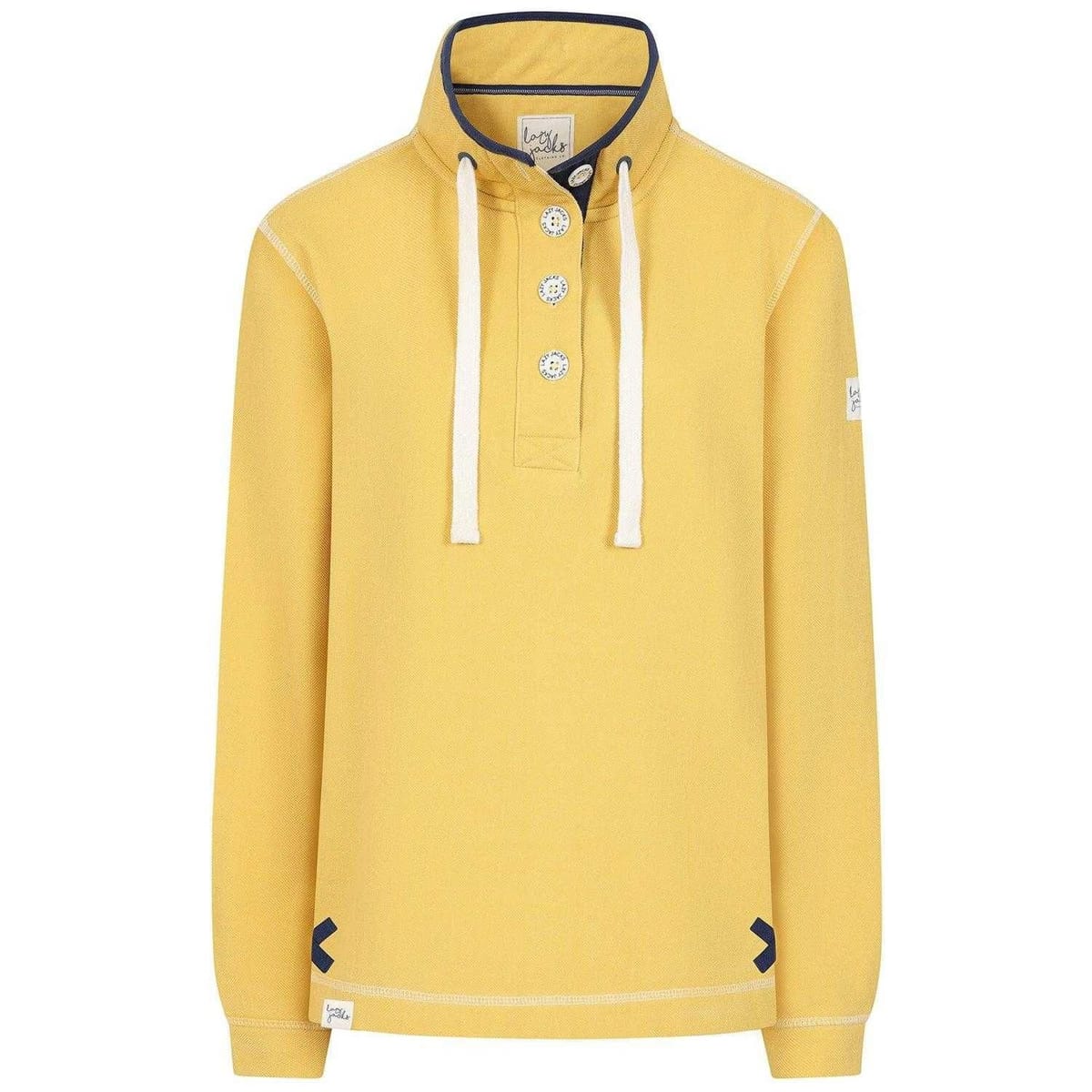 Lazy Jacks Lazy Jacks Women's Pique Button Neck Sweatshirt in Lemon - 1
