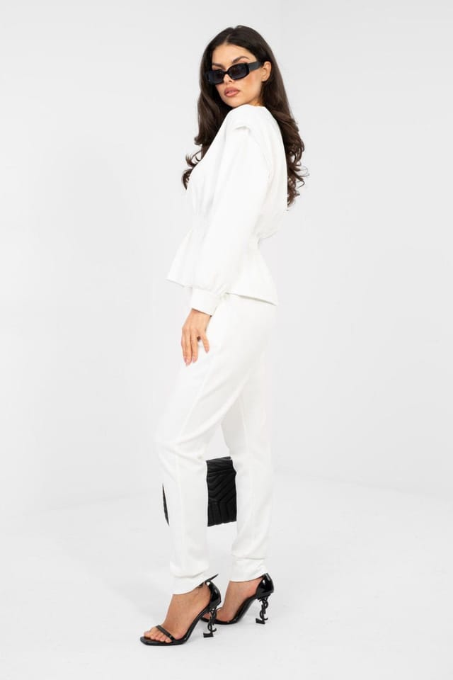 Love Lace Love Lace Women's Minimalist Soft Touch Sweatshirt Pant Set in White - 2