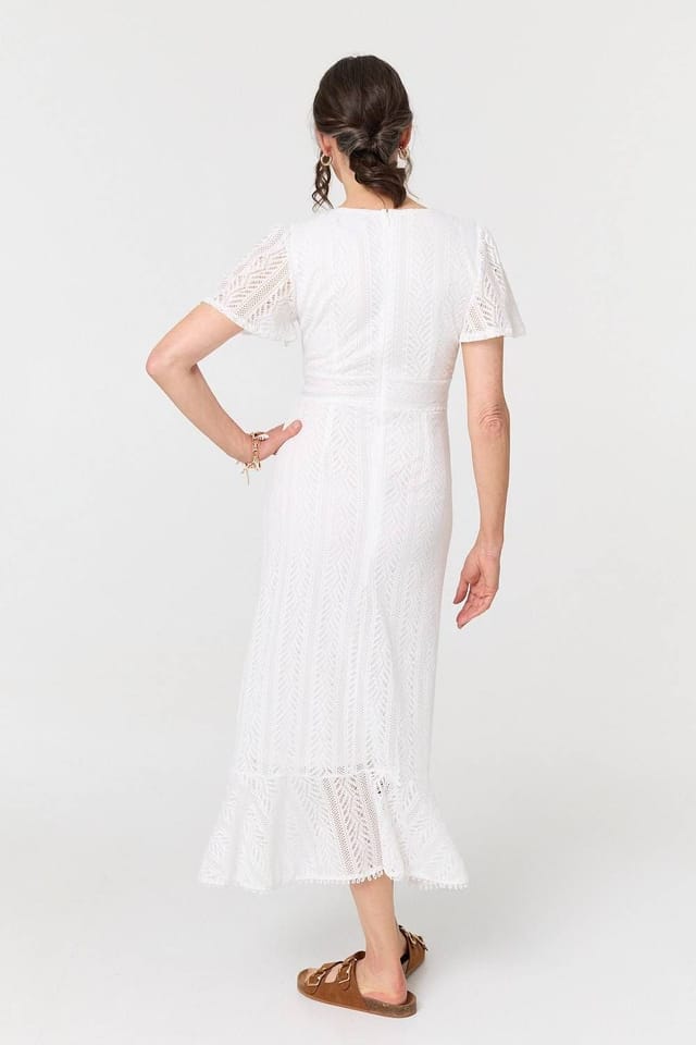 Izabel London Izabel London Women's Lace Layered Short Sleeve Midi Dress in White - 3