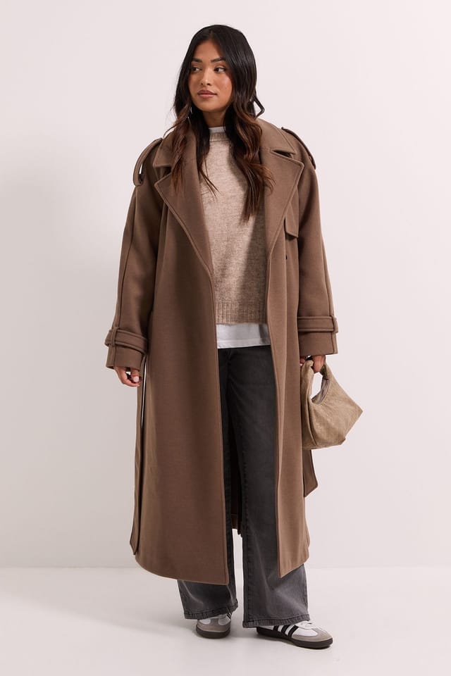 Dorothy Perkins Dorothy Perkins Women's Petite Belted Trench in Oatmeal - 2