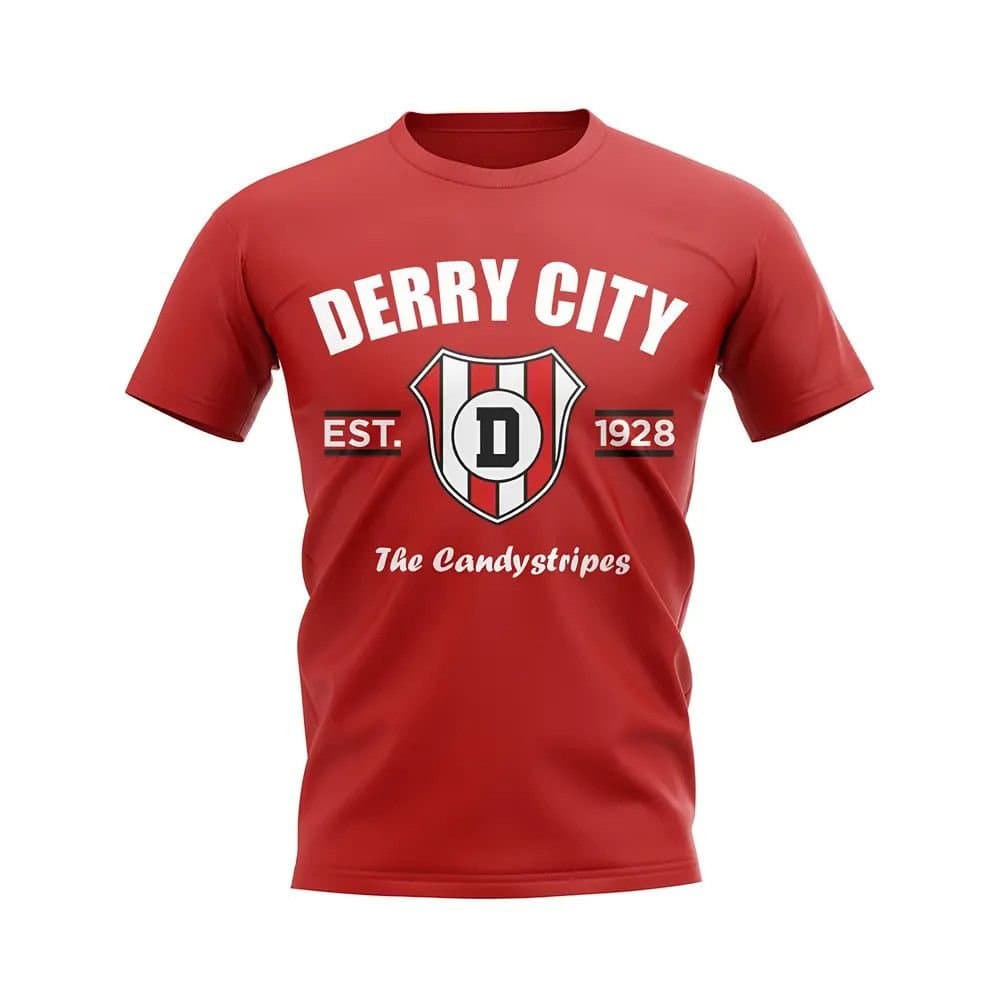 Derry City Derry City Men's Personalised Established Football T-Shirt in Red