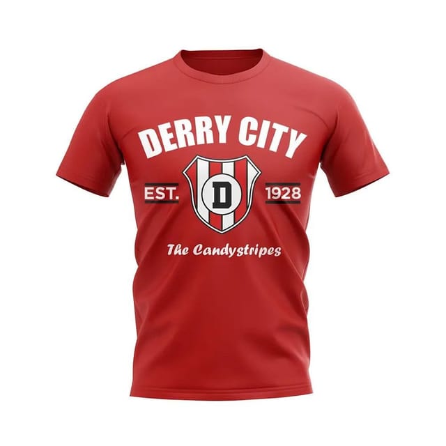Derry City Derry City Men's Personalised Established Football T-Shirt in Red - 2
