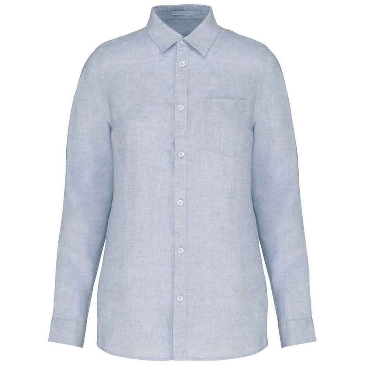 Spasso Spasso Light Blue Linen Long-Sleeved Shirt for Women