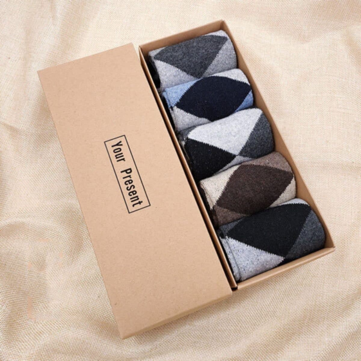 Leaper Leaper Men's Style 6 Boxed Set of 5 Pairs Wool Men Socks