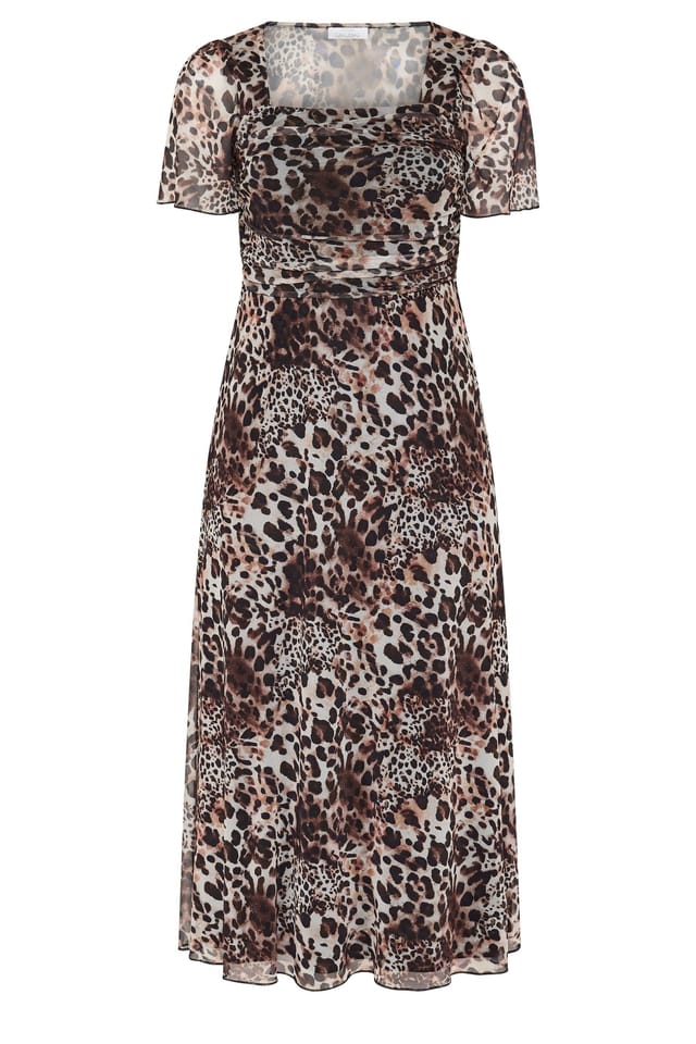 Yours Yours Women's Leopard Square Neck Maxi Dress in Brown - 2